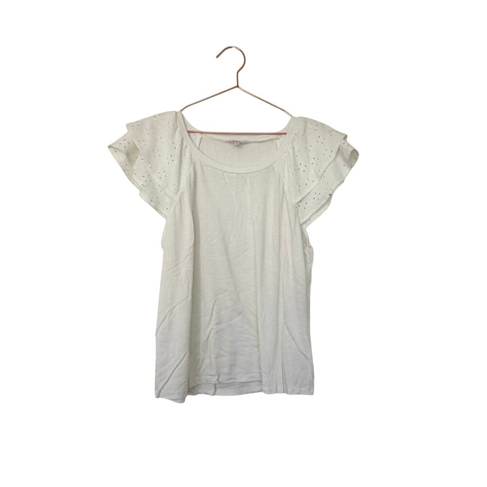 Candie's Cream Eyelet Flutter Sleeve Tee